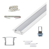 Perfil Embutir Slim 1,0 Metro, 2,5x1,4cm + Fita Led E Fonte