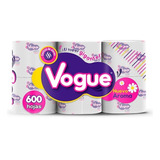 Rollo De Papel Higienico Vogue 6 Rollos Con 600 Hojas