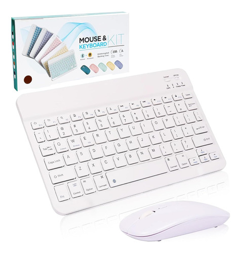 Kit Teclado Mouse Inalambrico Español Bluetooth Para Tablet