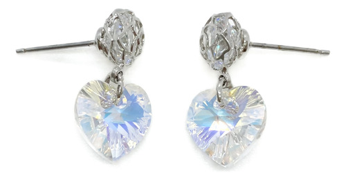 Aros Colgantes Corazones Cristal Swarovski Plata 925