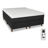 Cama Box E Colchão Magnético Bio Quântico Massageador King Cor Preto