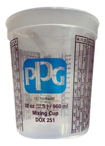 10 Vasos De Mezcla Ppg 960cc Graduados P/ Pintura Sin Tapa