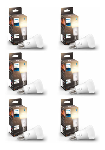 Pack Philips Hue 6 Ampolletas Hue Blanco E27 Bluetooth