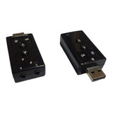 Placa De Sonido Usb 7.1 C/ Control Volumen Y Leds Color Negro