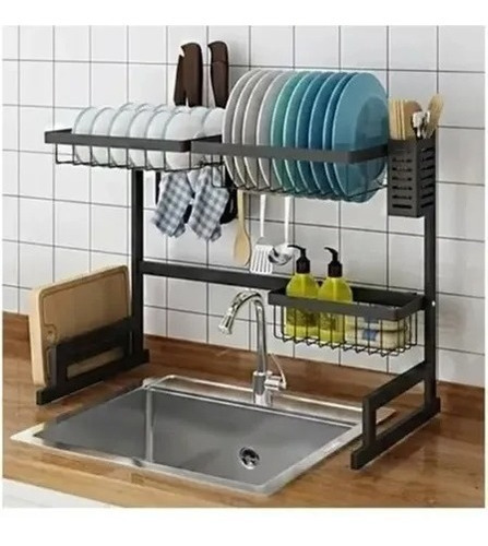 Moderno Secaplatos Acero 65cm Cocina Escurridor Negro Amplio