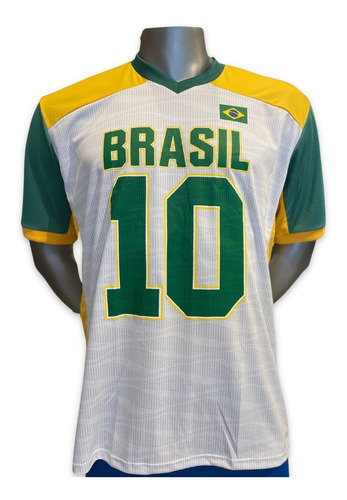 Camiseta Do Brasil Masculina Copa Torcedor Seleção Numero 10