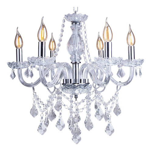 Lustre Candelabro De Cristal Legítimo France Nice 6 Braços