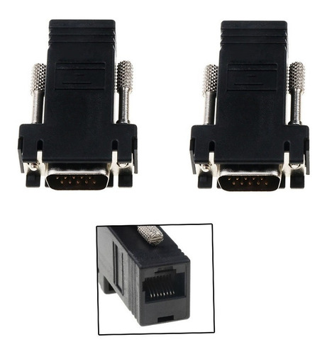 2 Adaptador Vga Svga Macho A Rj45 Lan Extensor Video Cat5 6