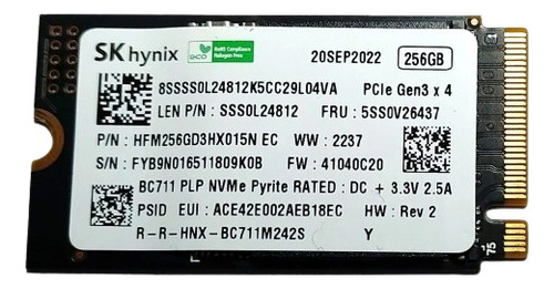 Disco Ssd Pcie Nvme M2 2242 42mm 256gb Sk Hynix Sssol24812