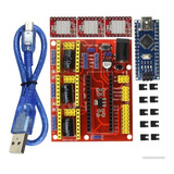 Kit Cnc Shield V4 + Nano 3.0 Com Usb + 3 Driver A4988