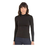 Blusa Feminina Gola Alta Manga Longa Preta Frio Segunda Pele