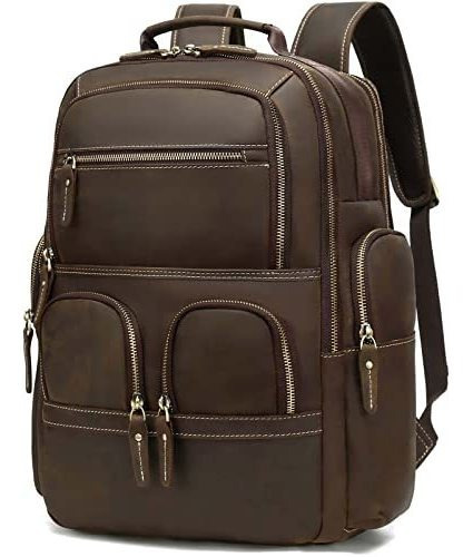 Taertii Vintage Mochila De Cuero Genuino Para Hombres, 16 ''