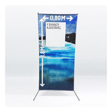 Porta Banner X Estrutura 80x180cm Fibra De Carbono Com Case