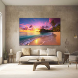 Quadro Paisagem Praia Por Do Sol Decorativo Sala 100x70