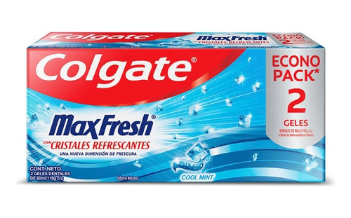 Gel Dental Colgate Max Fresh Cool Mint 2 Pzas 80 Ml C/u