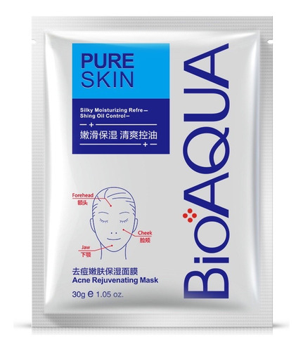 5 Mascarillas Pure Skin Bioaqua Anti-acné 30g