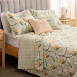 Cubrecama 2 Plazas Queen Size Estampado Flor Reversible