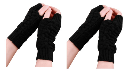 2x Guantes Tejidos Dama Mujer Invierno Frio Calentador Mano