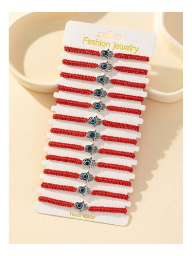 Pack De 12 Pulseras De Mano De Fátima Hilo Rojo Protección