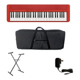 Teclado Sensitivo Casio Cts1 Rojo 61 Teclas Funda Soporte