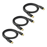 Kit 3 Cabos Displayport Hdmi Alta Velocidade 4k Atacado 3m