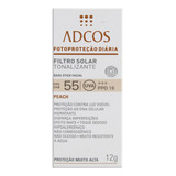 Protetor Solar Tonalizante Base Stick Facial Fps 55 Peach Adcos Caixa 12g