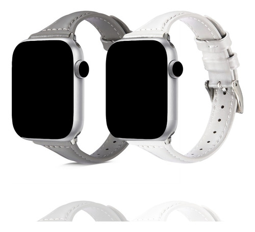 Pulseira Slim Fina Couro Genuíno Para Apple Watch Series