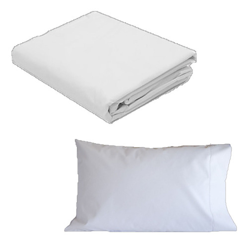 Pack Hotel Sabana Ajustable 100% Algodón Blanco 1 1/2 +funda