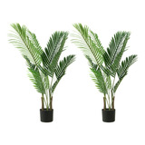 Pack 2u Planta Artificial Decoración Palmera Areca 110cm 