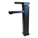 Grifo Solana Elegant Plus Negro Sobre Mesada Monocomando Para Baños Lavabo Acero Inoxidable Agua Fría Caliente