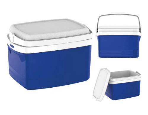 Caixa Termica Cooler Azul  Porta Copos 12l Bebidas Com Alça 