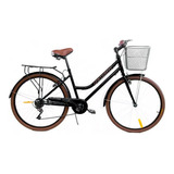 Bicicleta Urbana Centurfit Mkz-bicivintage R26 7v Frenos V-brakes Color Negro Con Pie De Apoyo