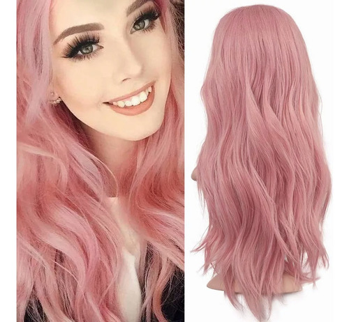 Pelucha De Cabello Largo Rizado Y Rosado Para Mujer