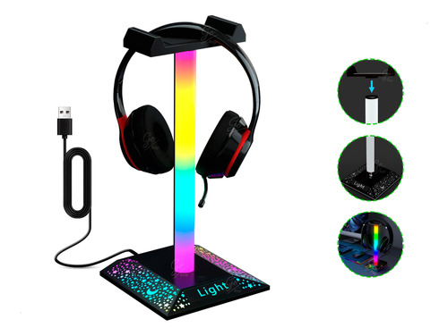 Soporte Multi Luz Colores Base Para Auriculares Gaming