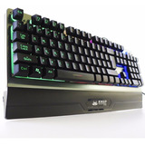 Teclado Gamer Luminoso Semi Mecânico C/ Apoio De Punho