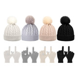  Conjunto De 8 Peças De Gorro De Inverno Feminino, Chapéu Ma