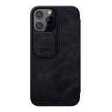 Capa Carteira Flip Couro Nillkin Qin P/ iPhone 13 Pro Preto