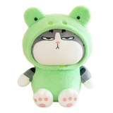 Peluche Gato Emperador Disfraz Rana Rosa 22cm