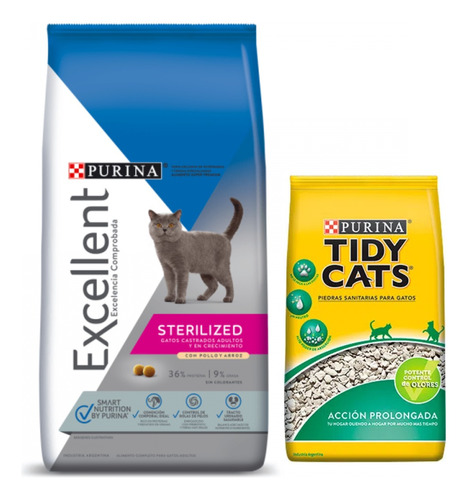 Excellent Sterilized Gato Adulto Pollo 7,5 Kg + Tidy Cats 