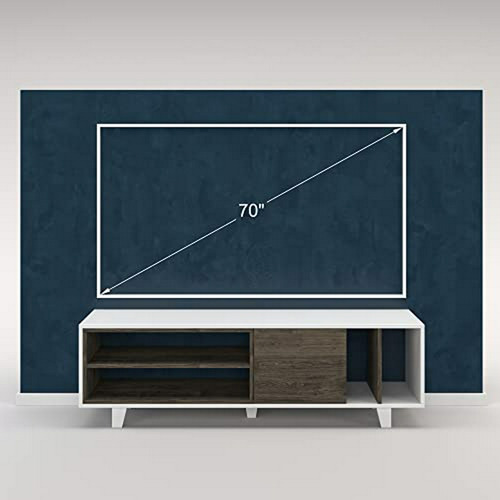 Mueble Tv Moderno Blanco Y Wenge Ada.