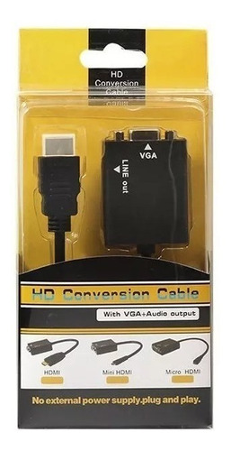 Kitconversor Adaptador De Video Hdmi Para Vga Com Audio P2