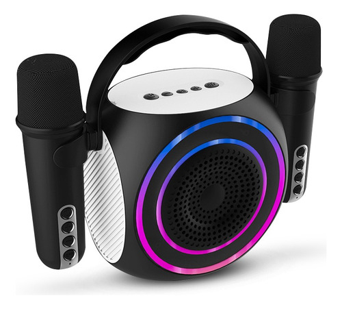 Parlante Soul Mini Karaoke Round Portatil Bluetooth 2 Microf