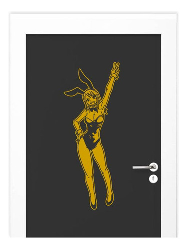 Adesivo Para Porta Amarelo Anime Fada Lucy Bunny