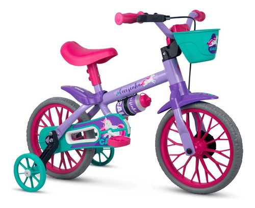 Bicicleta De Rodinhas Aro 12 Feminino Limitador Freio Nathor