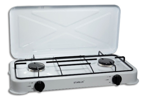 Cocina A Gas 2 Platos Sobremesa Blanca Con Tapa - Gocy