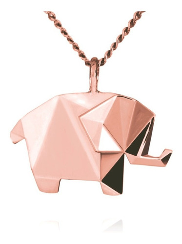 Dije Origami Elefante De Plata Con Acabado En Oro Rosa