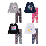 Kit 4 Conjuntos Feminino Roupas Infantil Menina Atacado