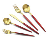 Cubiertos Jashii Luxury 18/10 Con Mango Rojo Gold Silverware