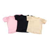 Blusas Niñas Bebe Playera Básica Manga Corta Pack 3 Piezas