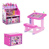 Set Escritorio Organizador Baul Infantil Disney Minnie Mouse